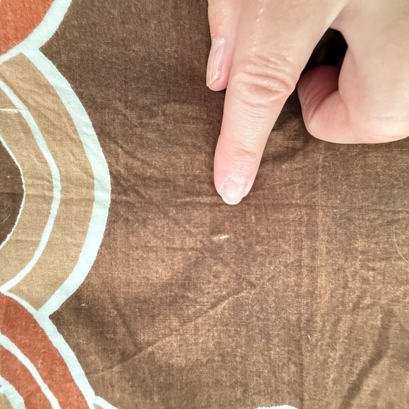 Vtg Geometric Circles Scarf Square 17x17 inch Brown - Picture 7 of 12